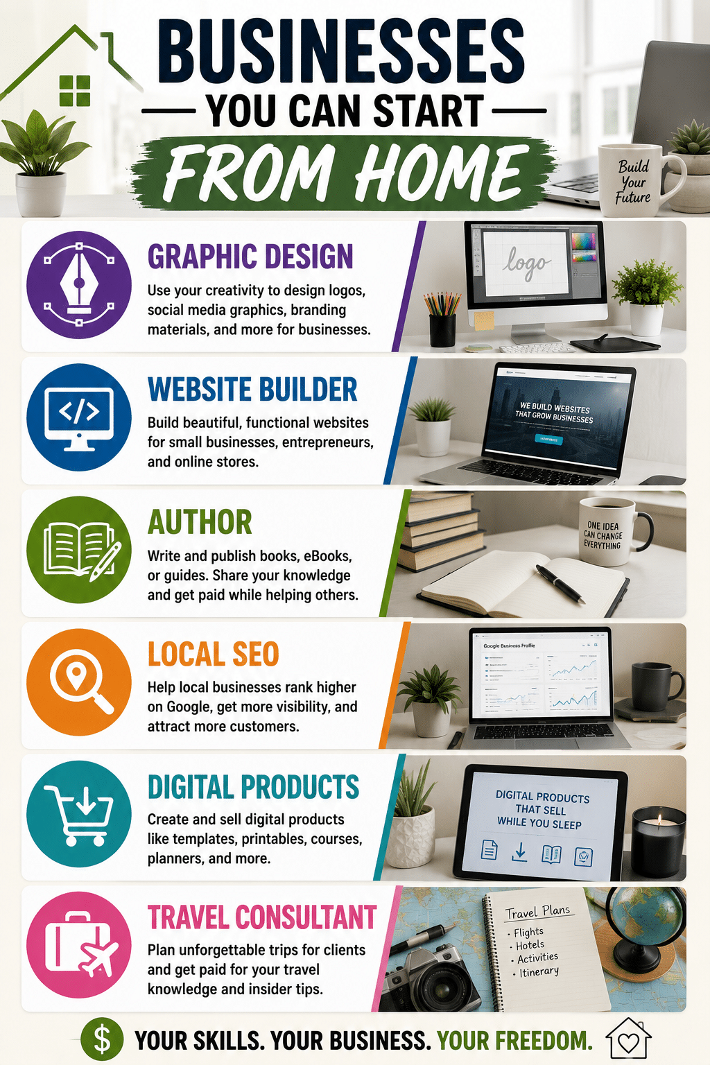 Here are some small businesss ideas that you can start at home.