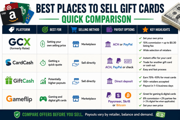 Here are some of the best places to sell gift cards