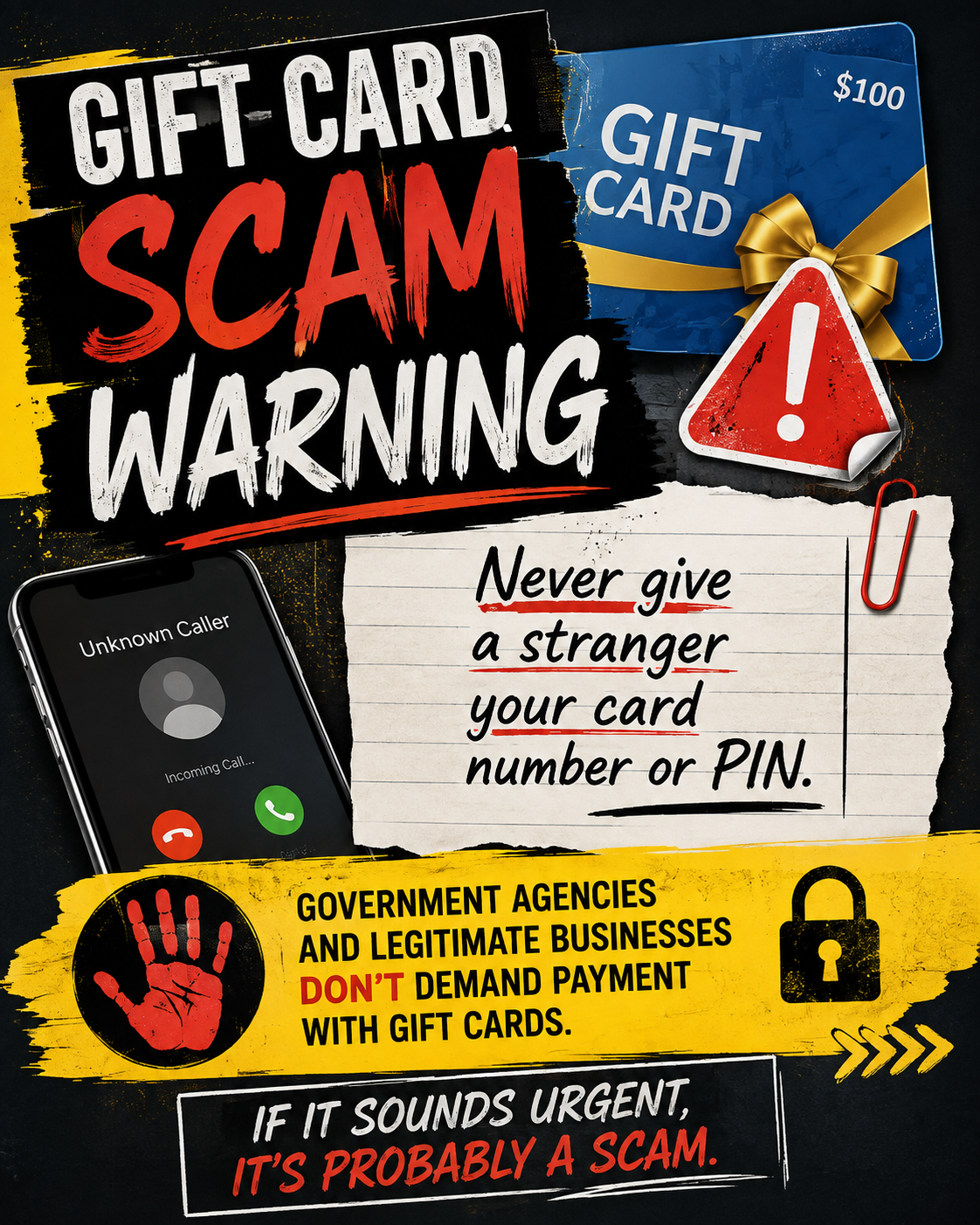 Watch out for gift card scams.