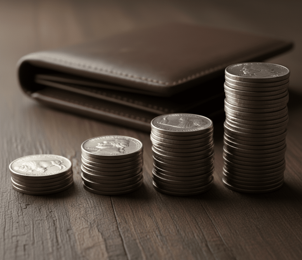 Here's a stack of nickels increasing