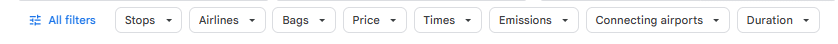 Here's the Google flights filter menu.